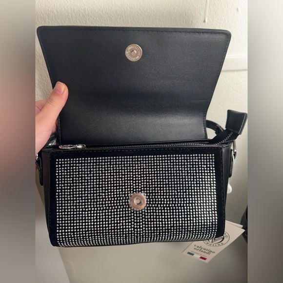 Valentino Orlandi Rhinestone crossbody vegan leather silver tone hardware NWT - Picture 10 of 14